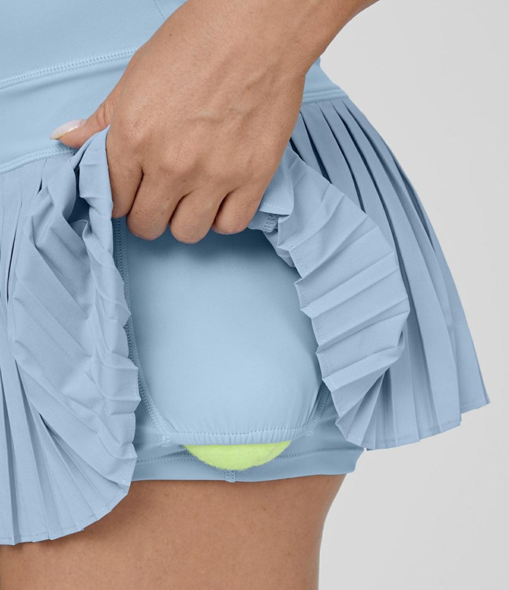 Breezeful™ High Waisted 2-in-1 Side Pocket Pleated A Line Quick Dry Micro Mini Tennis Skirt  | Womens  Mini Skirts Clothing Mini Skirts