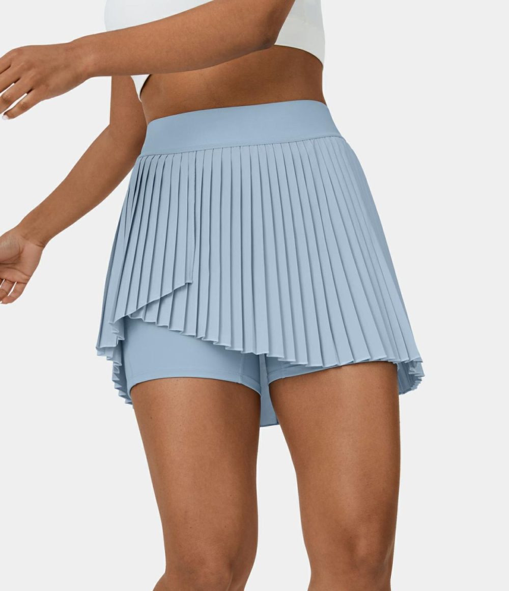 Breezeful™ High Waisted 2-in-1 Side Pocket Pleated Mini Quick Dry Tennis Skirt  | Womens  Mini Skirts Clothing Mini Skirts