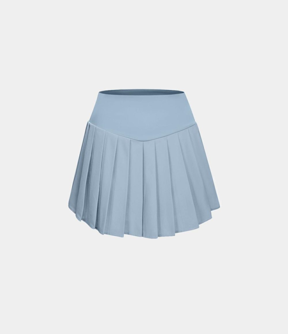 Breezeful™ High Waisted A Line 2-in-1 Side Pocket Mini Pleated Quick Dry Casual Skirt  | Womens  Mini Skirts Clothing Mini Skirts