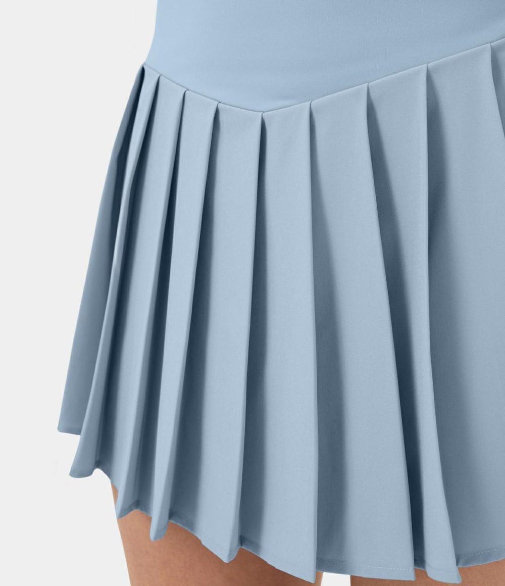 Breezeful™ High Waisted A Line 2-in-1 Side Pocket Mini Pleated Quick Dry Casual Skirt  | Womens  Mini Skirts Clothing Mini Skirts