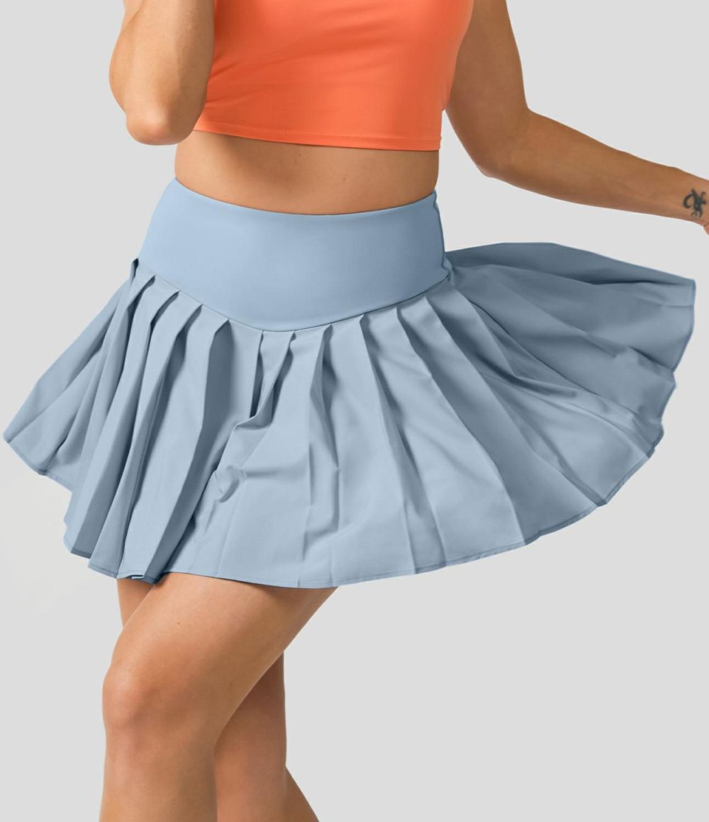 Breezeful™ High Waisted A Line 2-in-1 Side Pocket Mini Pleated Quick Dry Casual Skirt  | Womens  Mini Skirts Clothing Mini Skirts