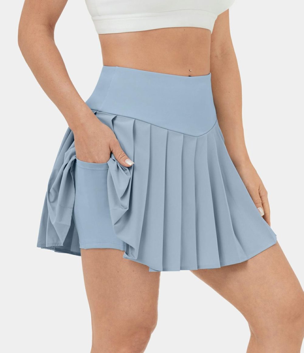 Breezeful™ High Waisted A Line 2-in-1 Side Pocket Mini Pleated Quick Dry Casual Skirt  | Womens  Mini Skirts Clothing Mini Skirts