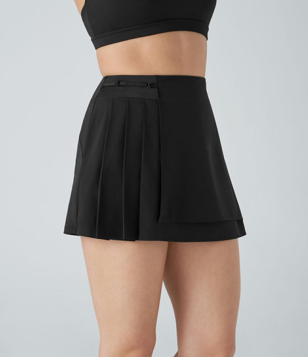 Breezeful™ High Waisted Adjustable Strap Pleated Mini Quick Dry Tennis Skort  | Womens  Mini Skirts Clothing Mini Skirts