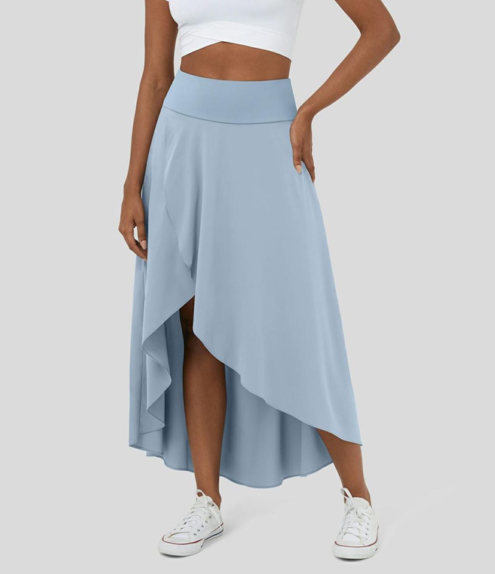 Breezeful™ High Waisted High Low Ruffle 2-in-1 Flowy Quick Dry Casual Regular Maxi Skirt  | Womens  2-in-1 Skorts 2-in-1 Skorts 2-in-1 Skorts