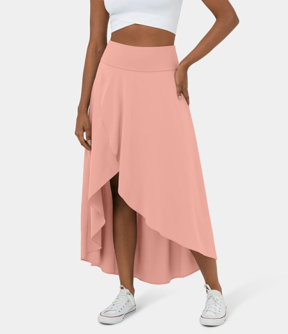 Breezeful™ High Waisted High Low Ruffle 2-in-1 Flowy Quick Dry Casual Regular Maxi Skirt  | Womens  2-in-1 Skorts 2-in-1 Skorts 2-in-1 Skorts