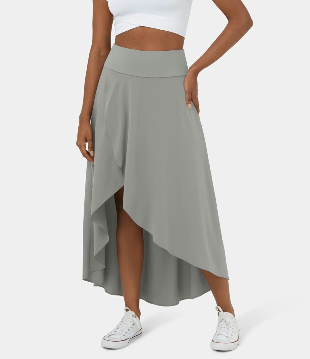 Breezeful™ High Waisted High Low Ruffle 2-in-1 Flowy Quick Dry Casual Regular Maxi Skirt  | Womens  2-in-1 Skorts 2-in-1 Skorts 2-in-1 Skorts