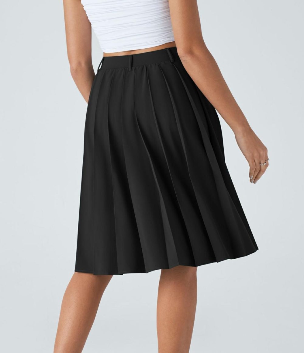 Breezeful™ High Waisted Pleated Adjustable Buckle 2-in-1 Quick Dry Casual Skirt  | Womens  Pleated Skirts Clothing Pleated Skirts