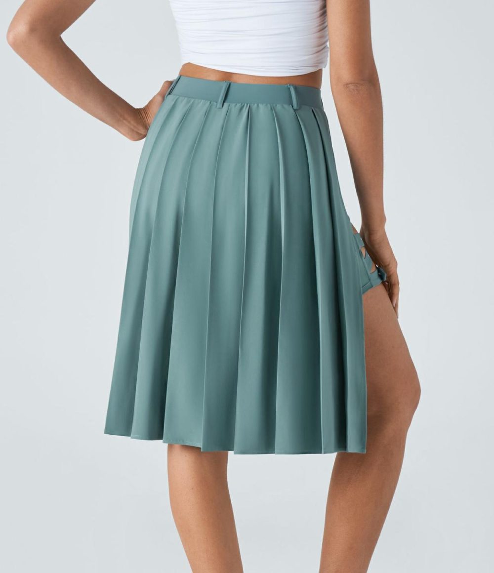 Breezeful™ High Waisted Pleated Adjustable Buckle 2-in-1 Quick Dry Casual Skirt  | Womens  Pleated Skirts Clothing Pleated Skirts