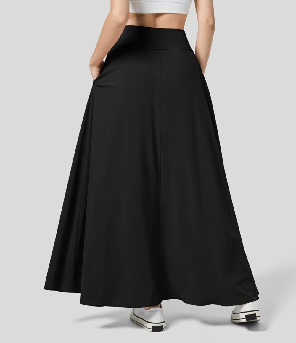 Breezeful™ High Waisted Side Pocket 2-in-1 Split Flowy Quick Dry Casual Maxi Skirt  | Womens  2-in-1 Skorts 2-in-1 Skorts 2-in-1 Skorts