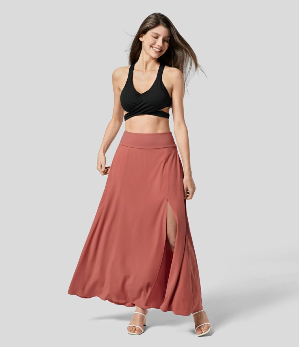 Breezeful™ High Waisted Side Pocket 2-in-1 Split Flowy Quick Dry Casual Maxi Skirt  | Womens  2-in-1 Skorts 2-in-1 Skorts 2-in-1 Skorts