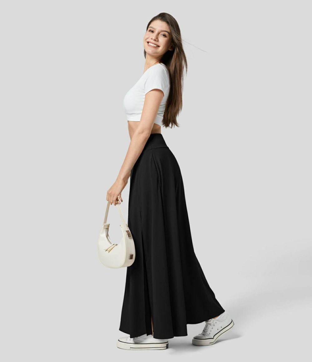 Breezeful™ High Waisted Side Pocket 2-in-1 Split Flowy Quick Dry Casual Maxi Skirt  | Womens  2-in-1 Skorts 2-in-1 Skorts 2-in-1 Skorts