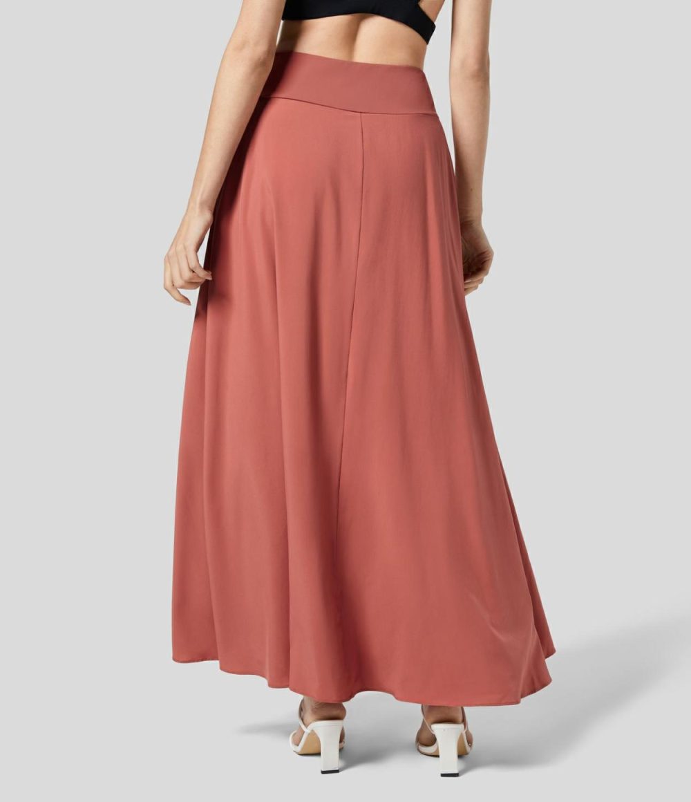 Breezeful™ High Waisted Side Pocket 2-in-1 Split Flowy Quick Dry Casual Maxi Skirt  | Womens  2-in-1 Skorts 2-in-1 Skorts 2-in-1 Skorts