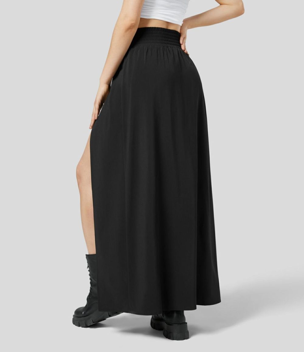 Breezeful™ High Waisted Split 2-in-1 Side Pocket Flowy Maxi Quick Dry Casual Skirt  | Womens  2-in-1 Skorts 2-in-1 Skorts 2-in-1 Skorts