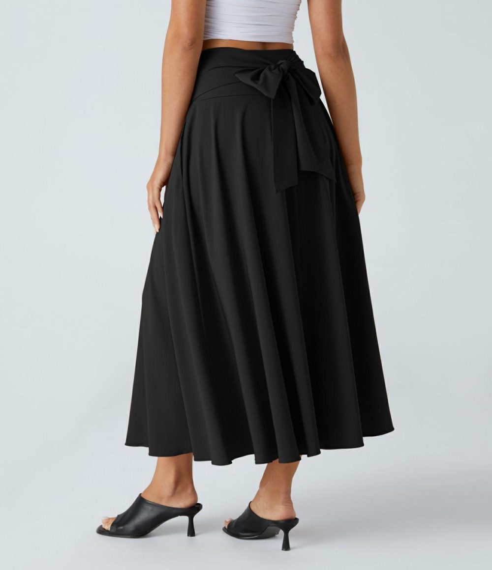 Breezeful™ High Waisted Tie Back Side Pocket 2-in-1 Flowy Quick Dry Midi Casual Skirt  | Womens  2-in-1 Skorts 2-in-1 Skorts 2-in-1 Skorts