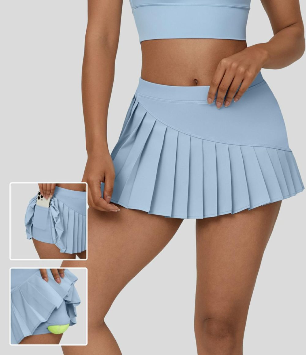 Breezeful™ Mid Rise 2-in-1 Side Pocket Pleated Mini Quick Dry Tennis Skirt  | Womens  Mini Skirts Clothing Mini Skirts