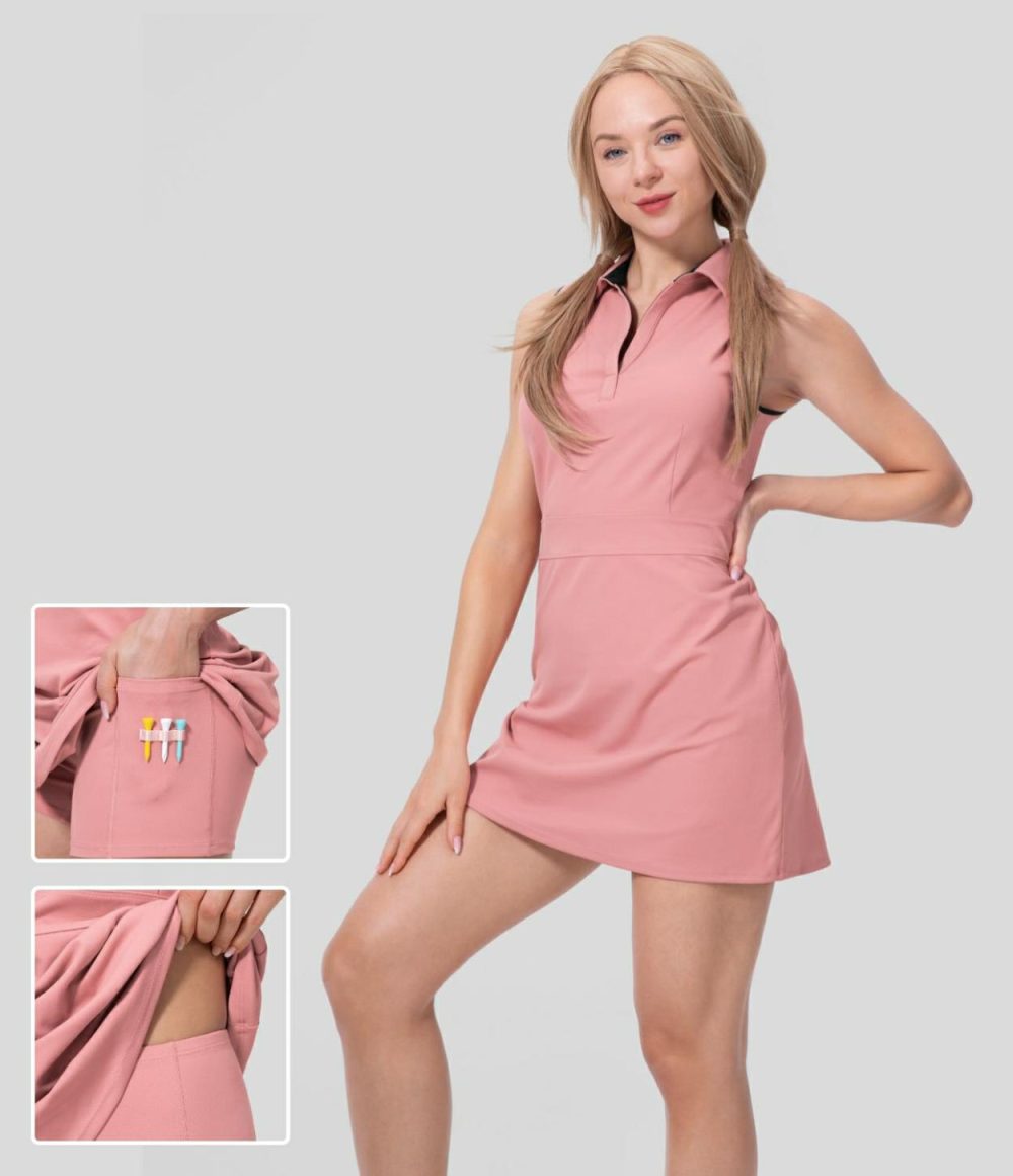 Collar 2-Piece Side Pocket Mini Golf Active Dress-Golf Tee Pocket  | Womens  Active Dresses Active Dresses Active Dresses