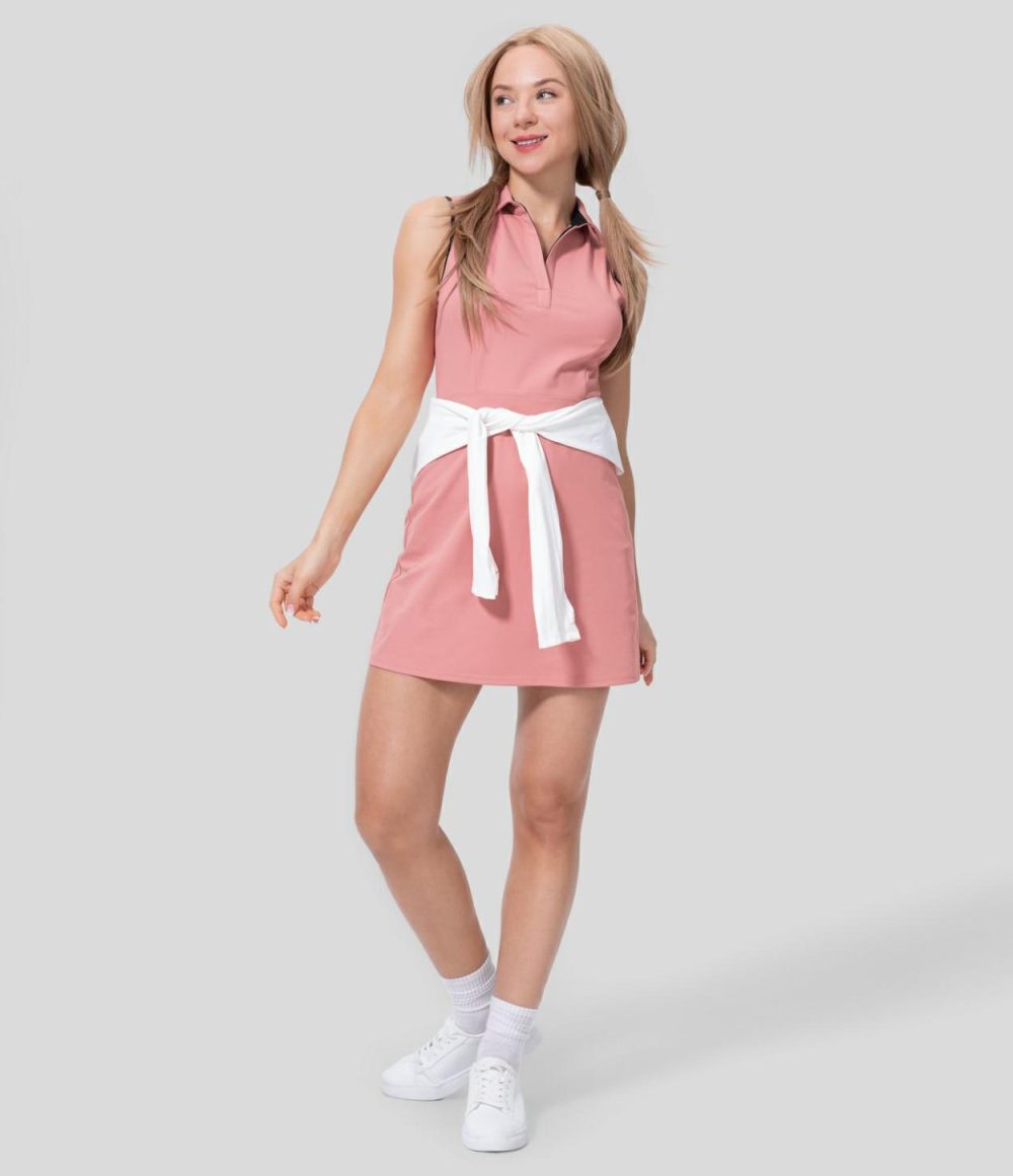 Collar 2-Piece Side Pocket Mini Golf Active Dress-Golf Tee Pocket  | Womens  Active Dresses Active Dresses Active Dresses