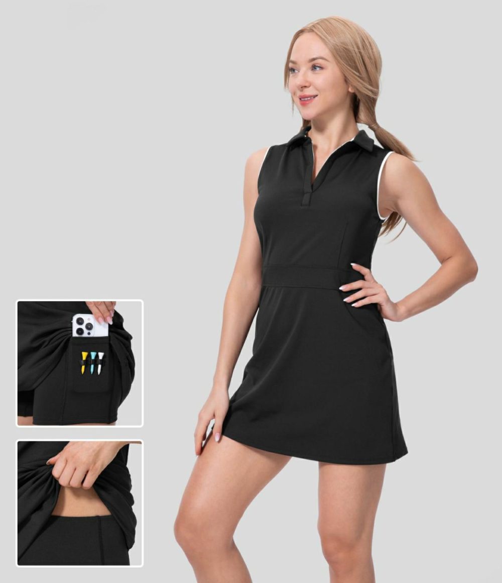 Collar 2-Piece Side Pocket Mini Golf Active Dress-Golf Tee Pocket  | Womens  Active Dresses Active Dresses Active Dresses