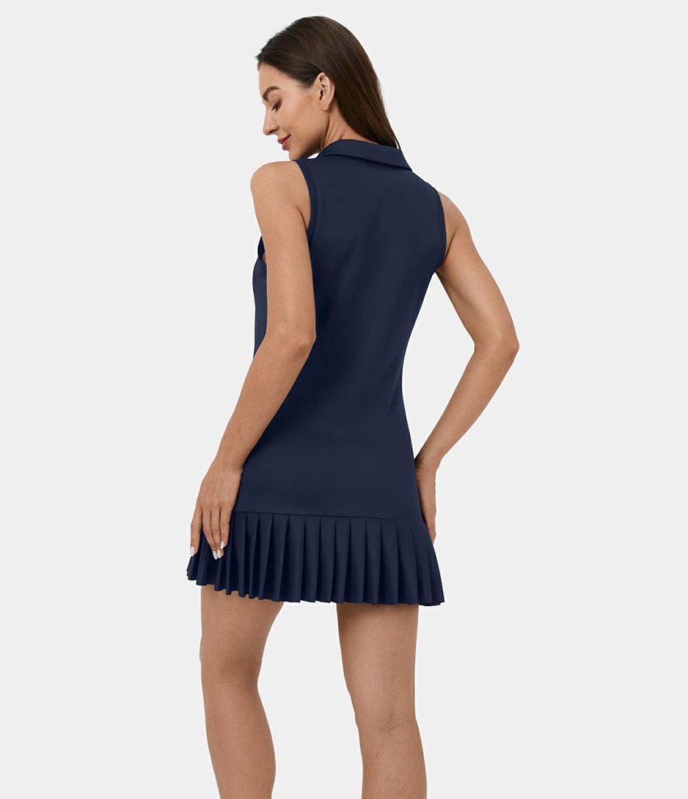 Collar Pleated Hem 2-Piece Pocket Mini Golf Active Dress-Golf Tee Pocket  | Womens  Active Dresses Active Dresses Active Dresses