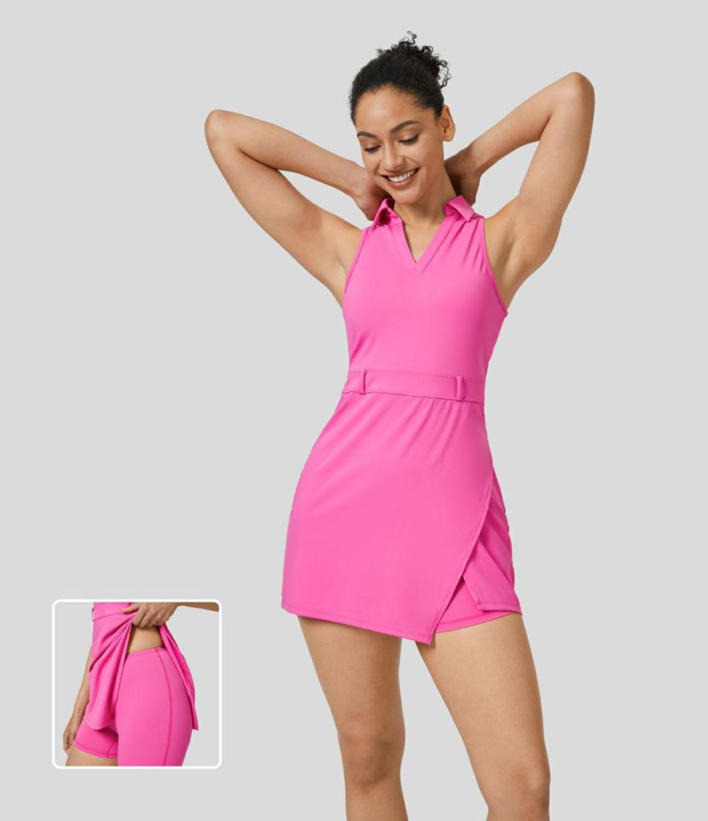 Collar Split Pocket 2-Piece Quick Dry Mini Golf Active Dress  | Womens  Active Dresses Active Dresses Active Dresses