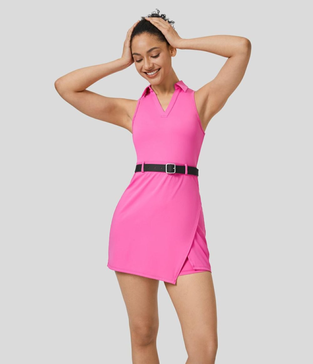 Collar Split Pocket 2-Piece Quick Dry Mini Golf Active Dress  | Womens  Active Dresses Active Dresses Active Dresses