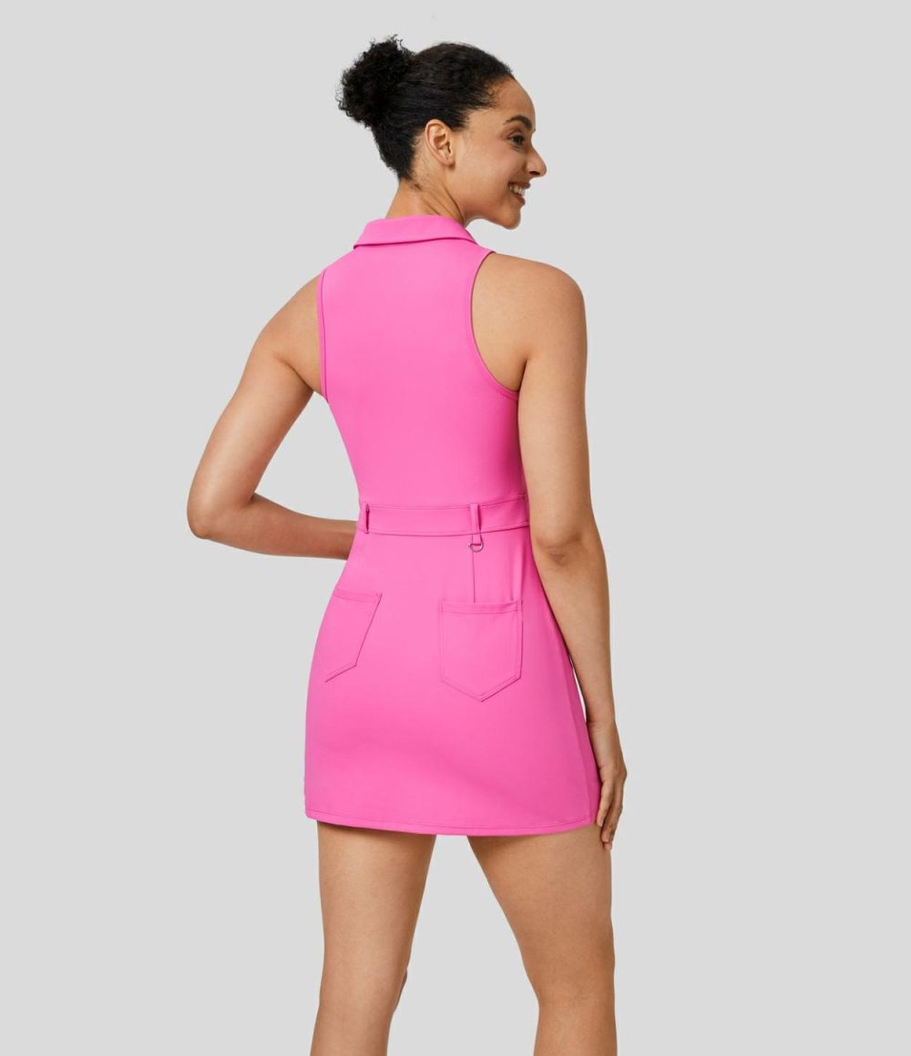 Collar Split Pocket 2-Piece Quick Dry Mini Golf Active Dress  | Womens  Active Dresses Active Dresses Active Dresses