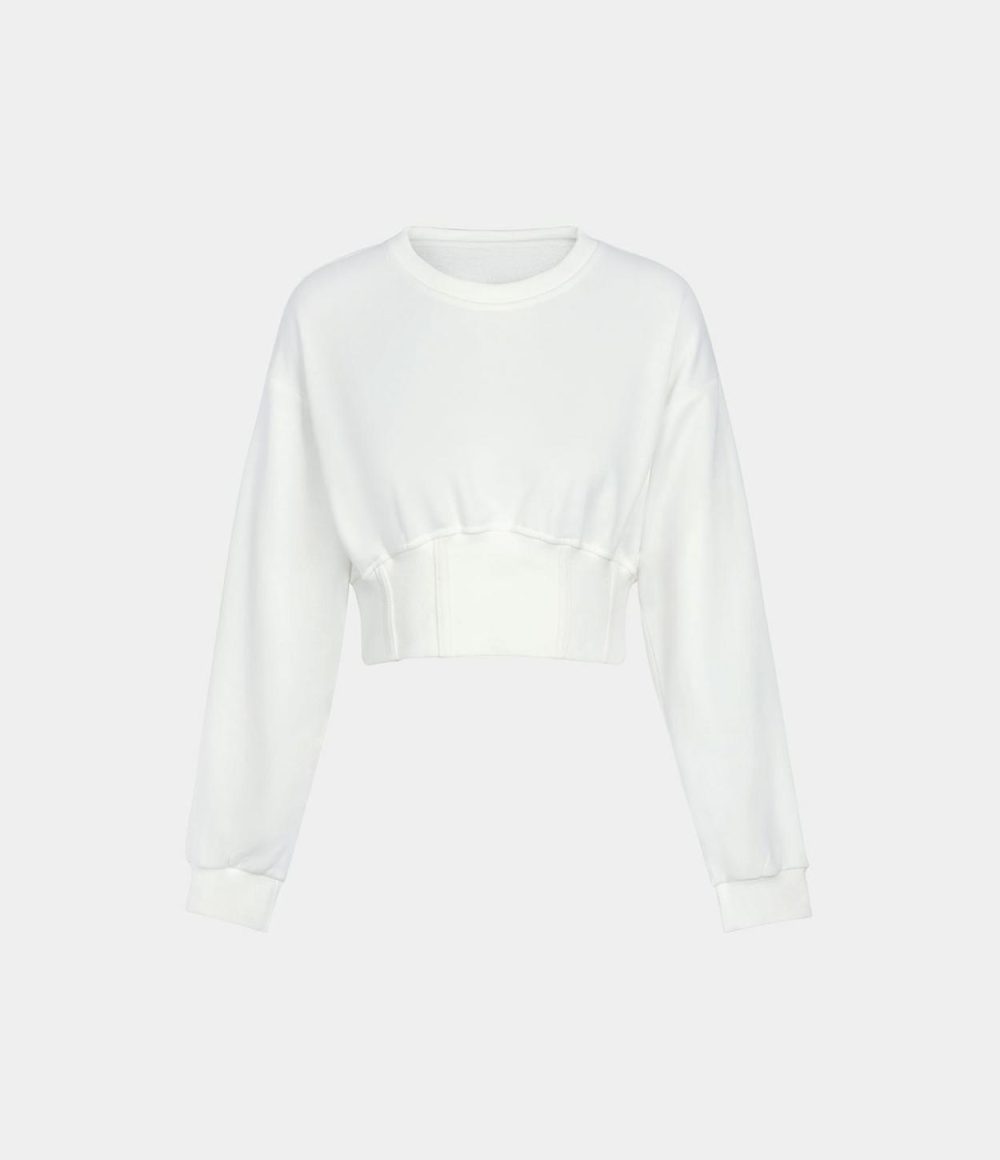 Corset Plain Cropped Sweatshirt  | Womens  Cropped Tops Clothing Cropped Tops