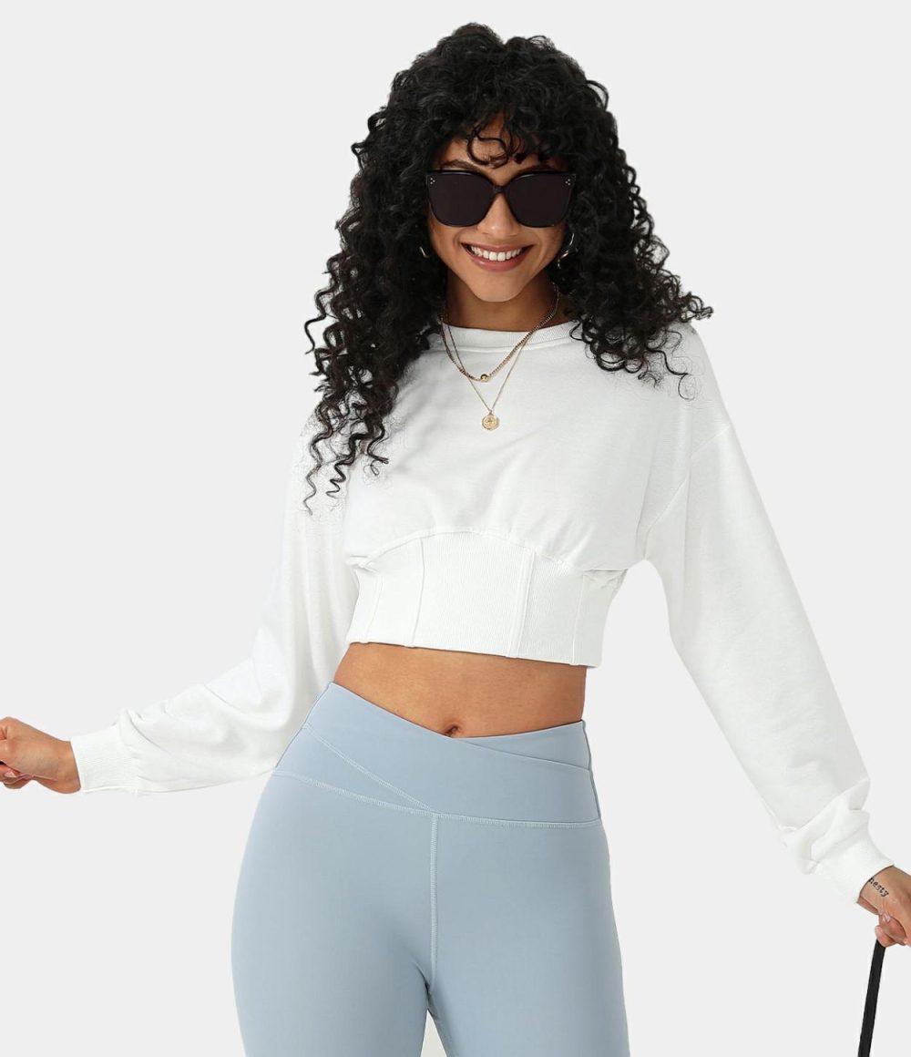 Corset Plain Cropped Sweatshirt  | Womens  Cropped Tops Clothing Cropped Tops