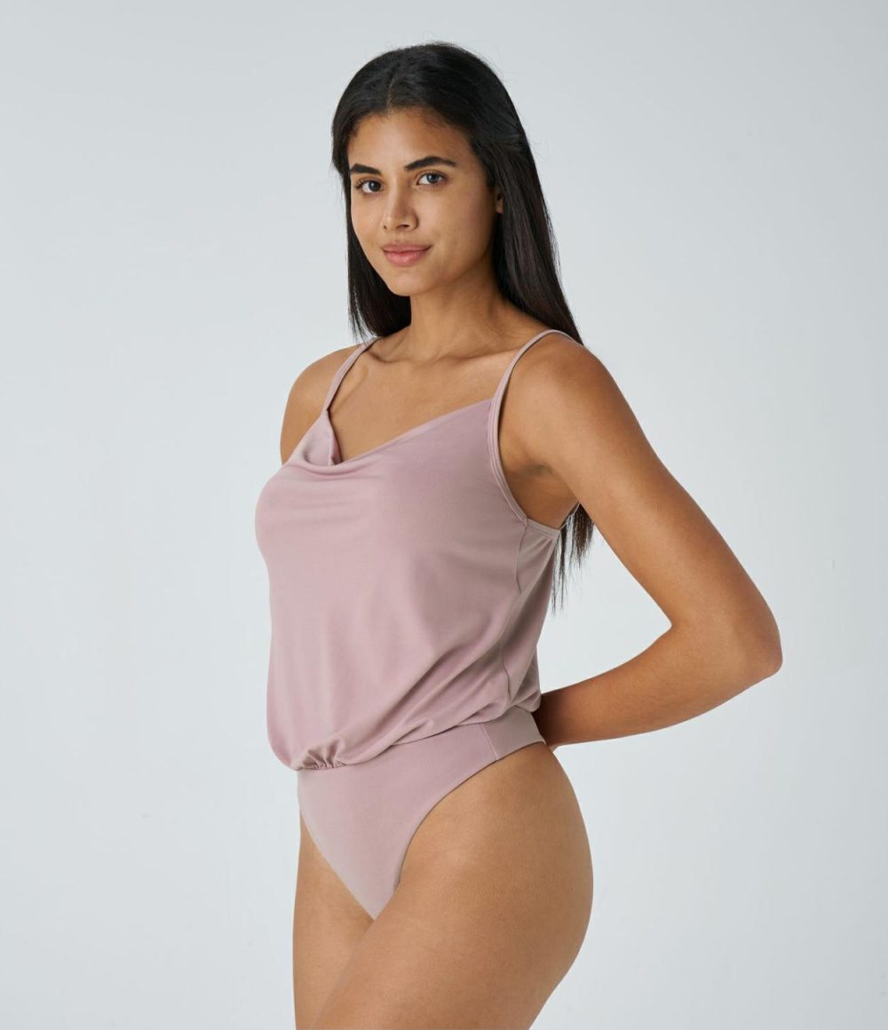 Cowl Neck Adjustable Strap Backless Work Bodysuit  | Womens  Bodysuits Bodysuits Bodysuits