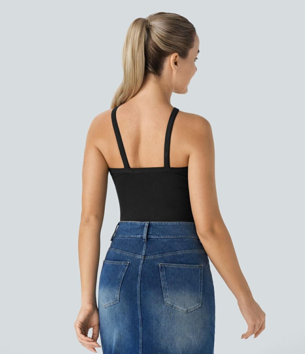 Crisscross Backless Casual Tank Top  | Womens  T-Shirts Clothing Marine Blue/Black