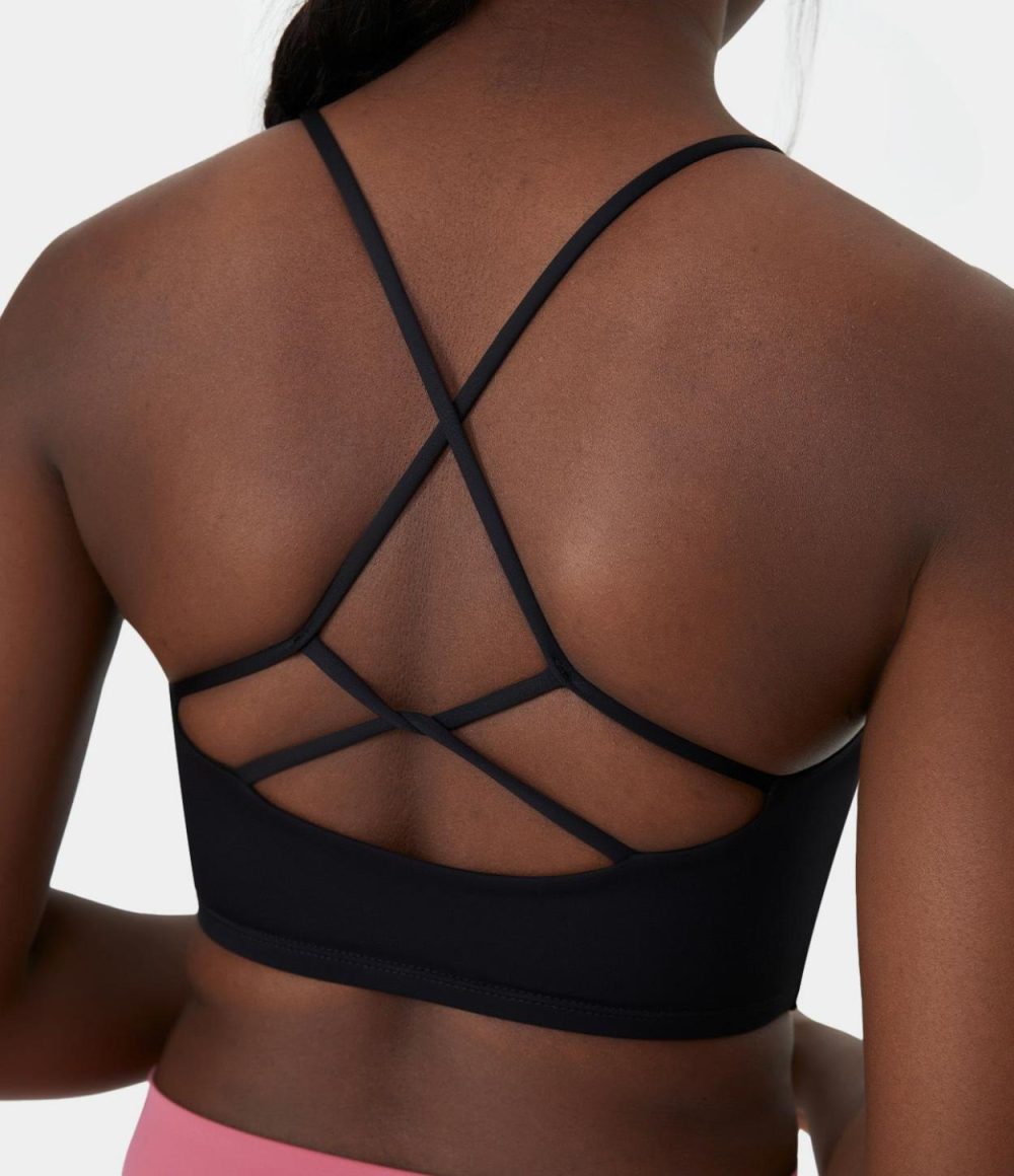 Crisscross Backless Cut Out Cropped Yoga Tank Top  | Womens  Cropped Tops Clothing Cropped Tops