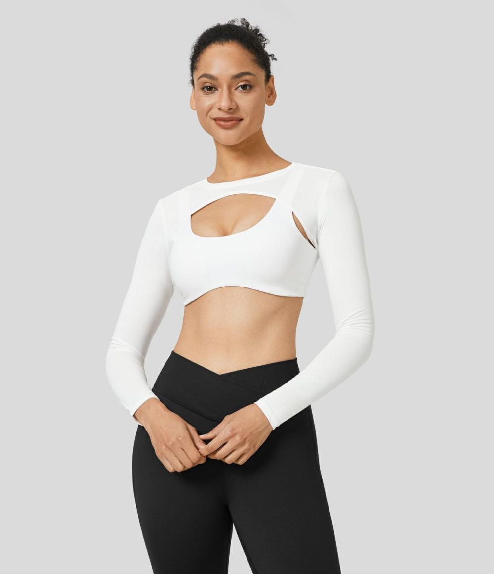 Crossover Cropped Tennis Shrug Sports Top-Front and Back Wearable  | Womens  Sports Tops Clothing Sports Tops