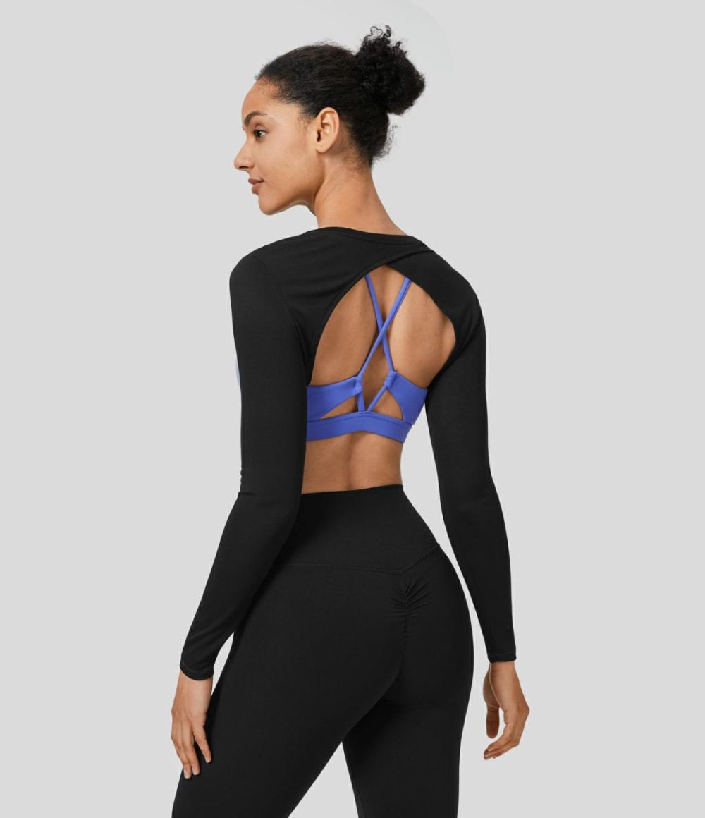 Crossover Cropped Tennis Shrug Sports Top-Front and Back Wearable  | Womens  Sports Tops Clothing Sports Tops