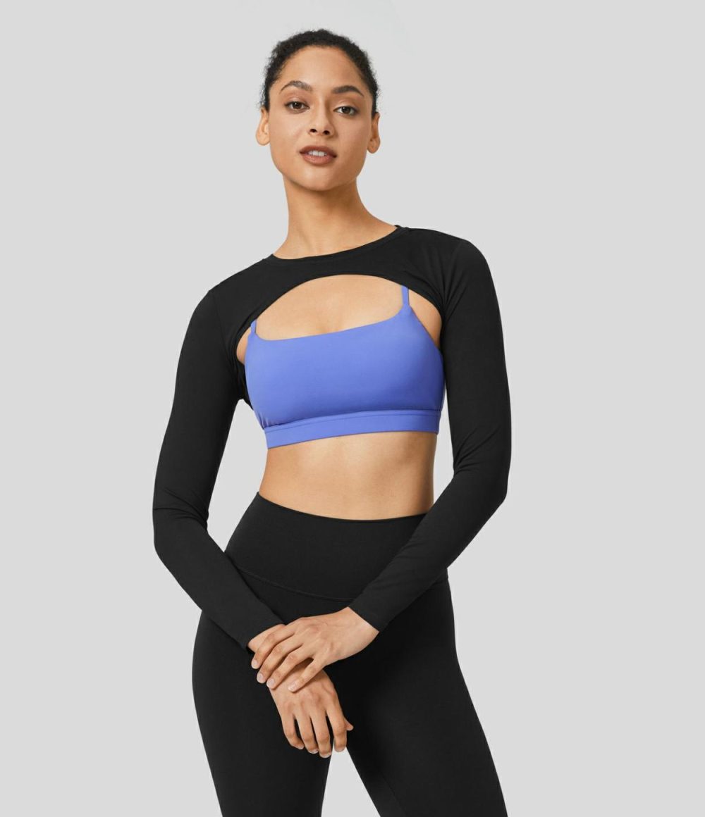 Crossover Cropped Tennis Shrug Sports Top-Front and Back Wearable  | Womens  Sports Tops Clothing Sports Tops