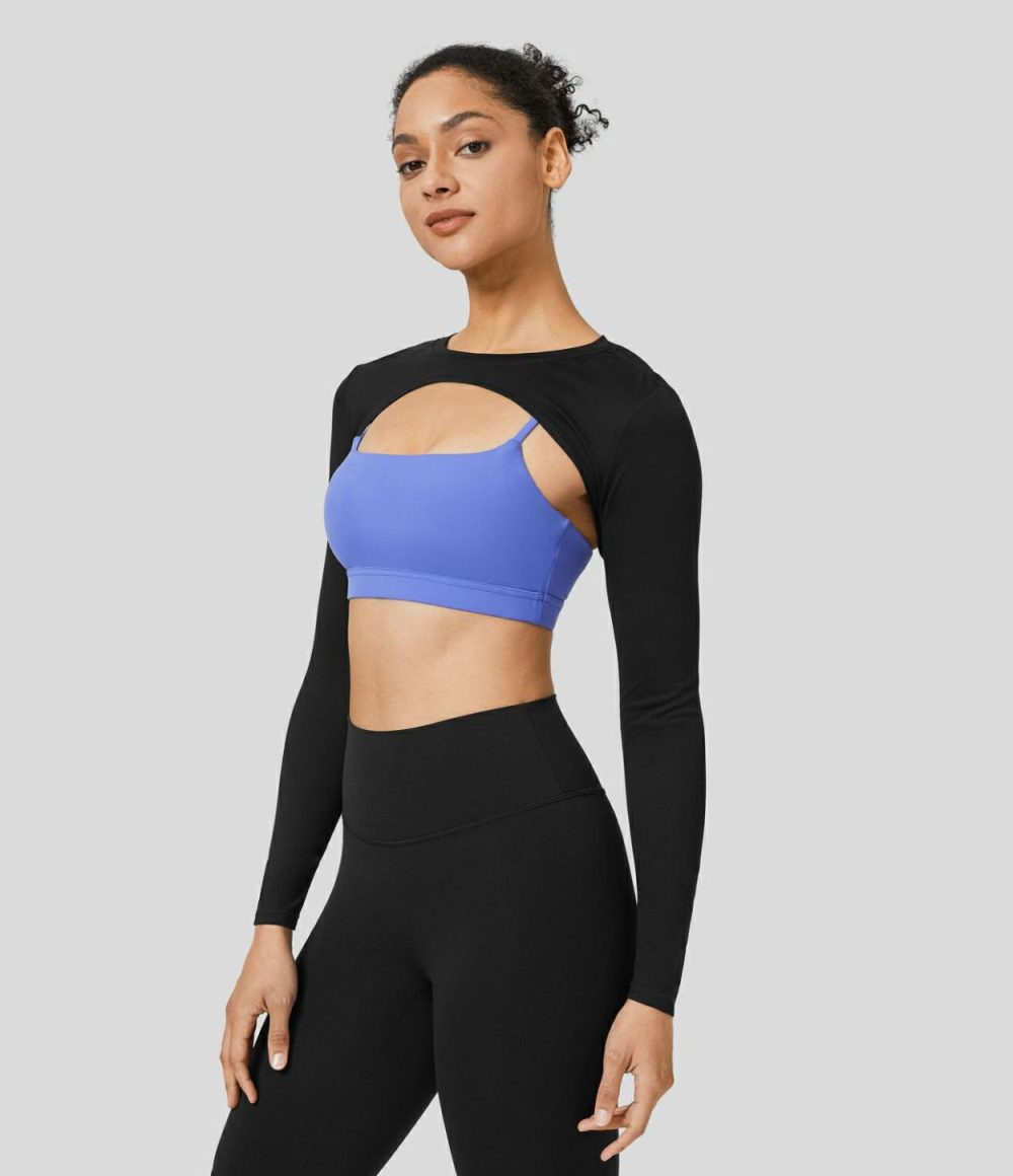 Crossover Cropped Tennis Shrug Sports Top-Front and Back Wearable  | Womens  Sports Tops Clothing Sports Tops