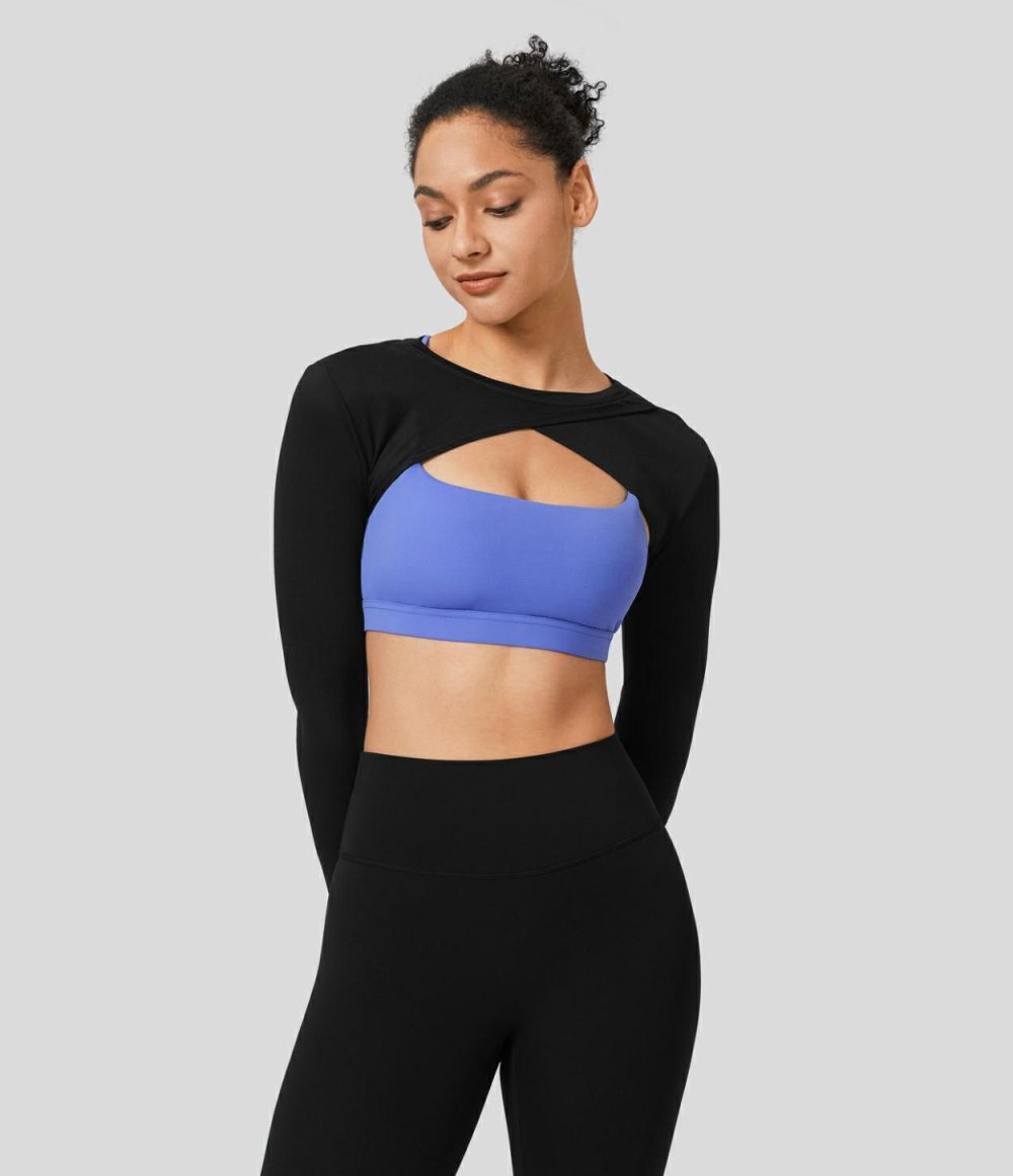 Crossover Cropped Tennis Shrug Sports Top-Front and Back Wearable  | Womens  Sports Tops Clothing Sports Tops