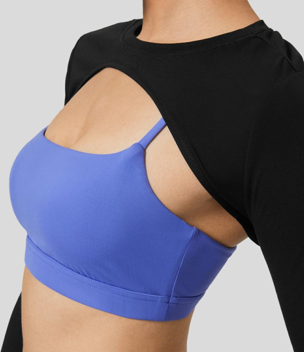 Crossover Cropped Tennis Shrug Sports Top-Front and Back Wearable  | Womens  Sports Tops Clothing Sports Tops