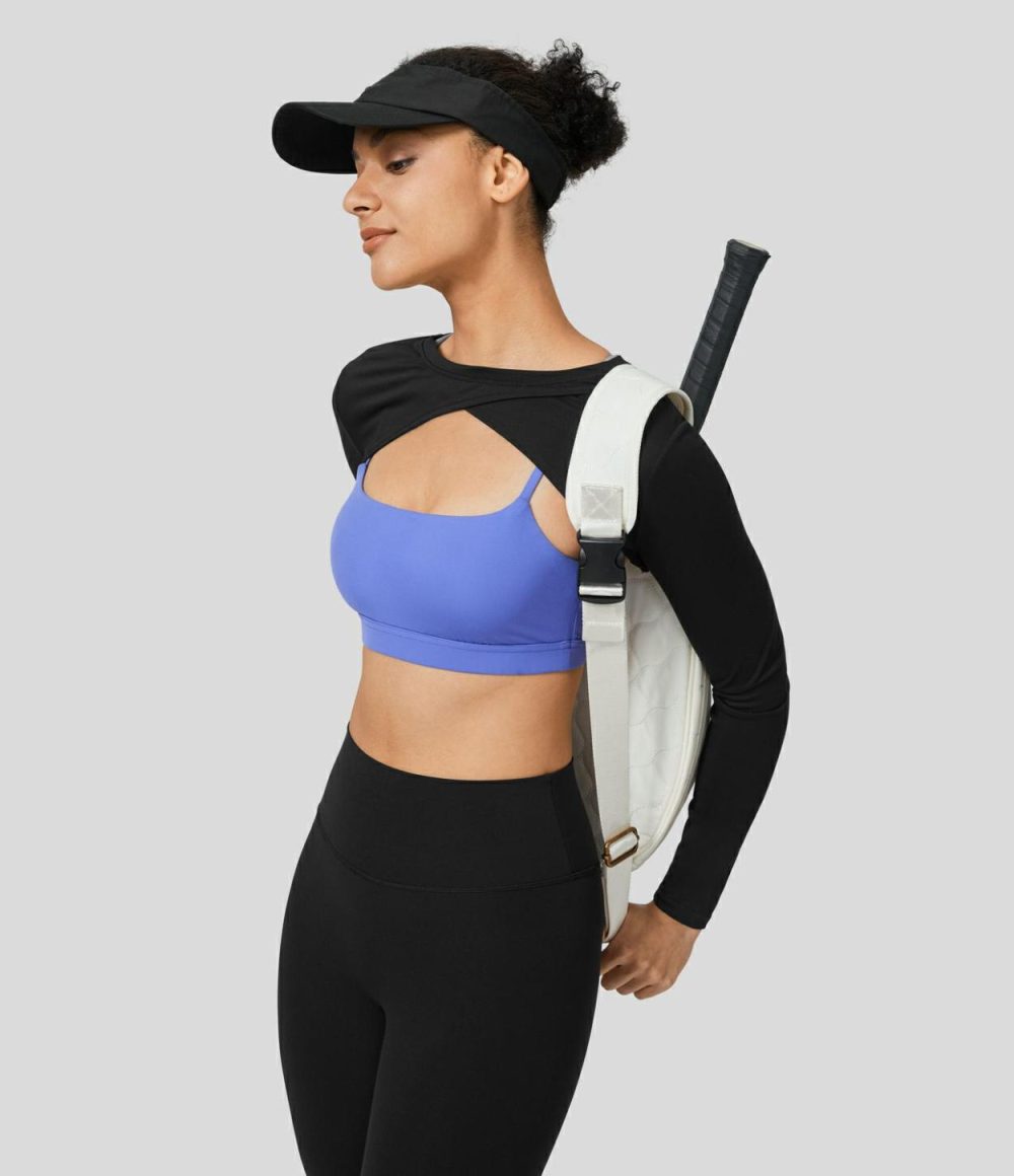 Crossover Cropped Tennis Shrug Sports Top-Front and Back Wearable  | Womens  Sports Tops Clothing Sports Tops