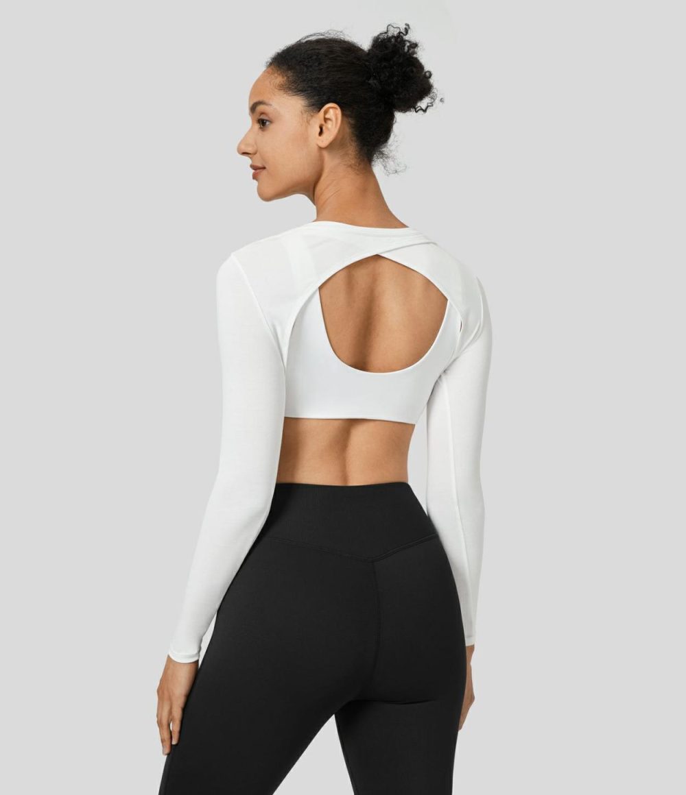 Crossover Cropped Tennis Shrug Sports Top-Front and Back Wearable  | Womens  Sports Tops Clothing Sports Tops