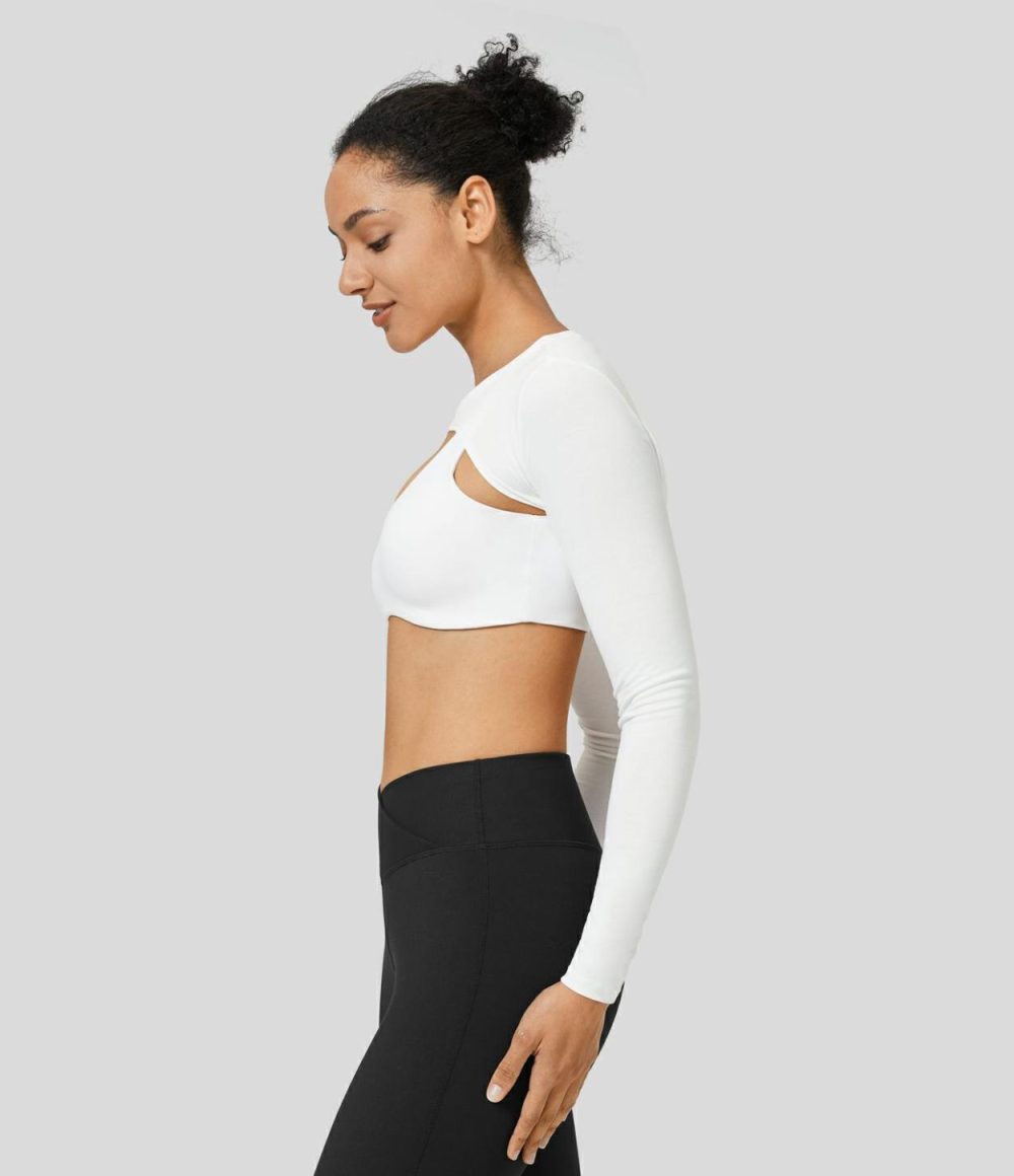 Crossover Cropped Tennis Shrug Sports Top-Front and Back Wearable  | Womens  Sports Tops Clothing Sports Tops