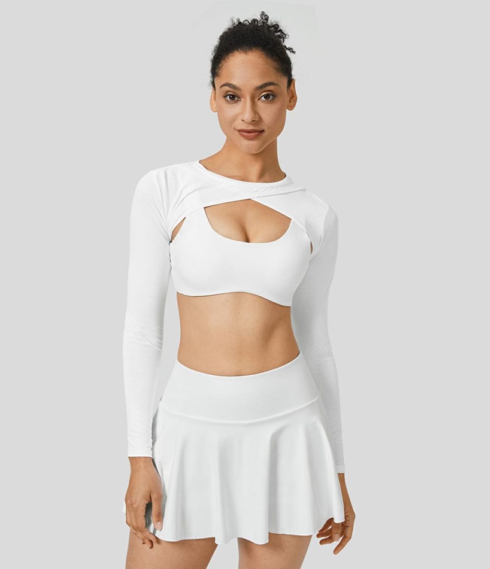 Crossover Cropped Tennis Shrug Sports Top-Front and Back Wearable  | Womens  Sports Tops Clothing Sports Tops