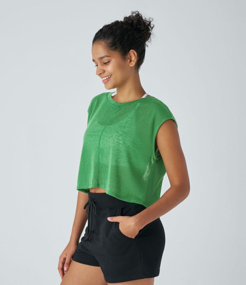 Crossover Cut Out Backless Running Sports Top  | Womens  Sports Tops Clothing Light Emerald Green/Black