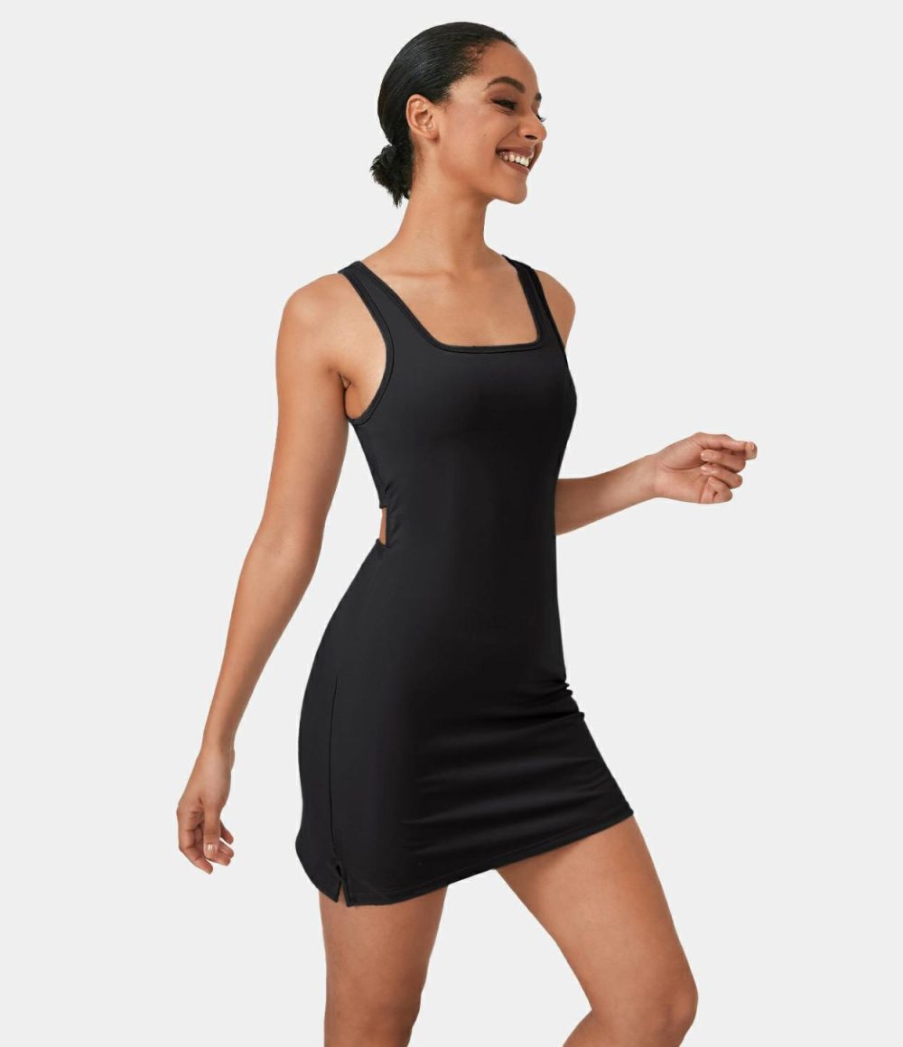 Cut Out Split 2-Piece Mini Tank Casual Dress  | Womens  Active Dresses Active Dresses Active Dresses