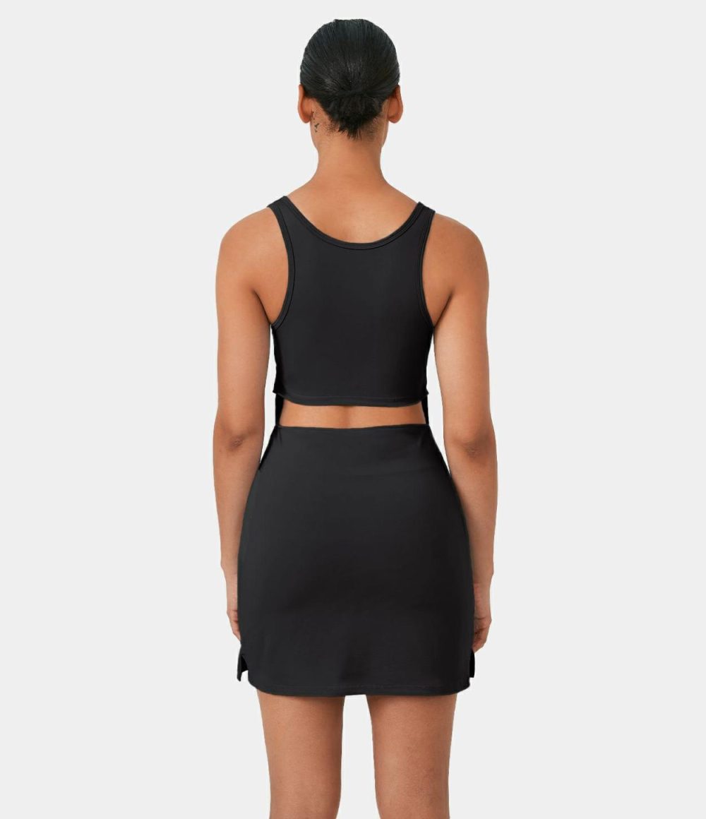 Cut Out Split 2-Piece Mini Tank Casual Dress  | Womens  Active Dresses Active Dresses Active Dresses