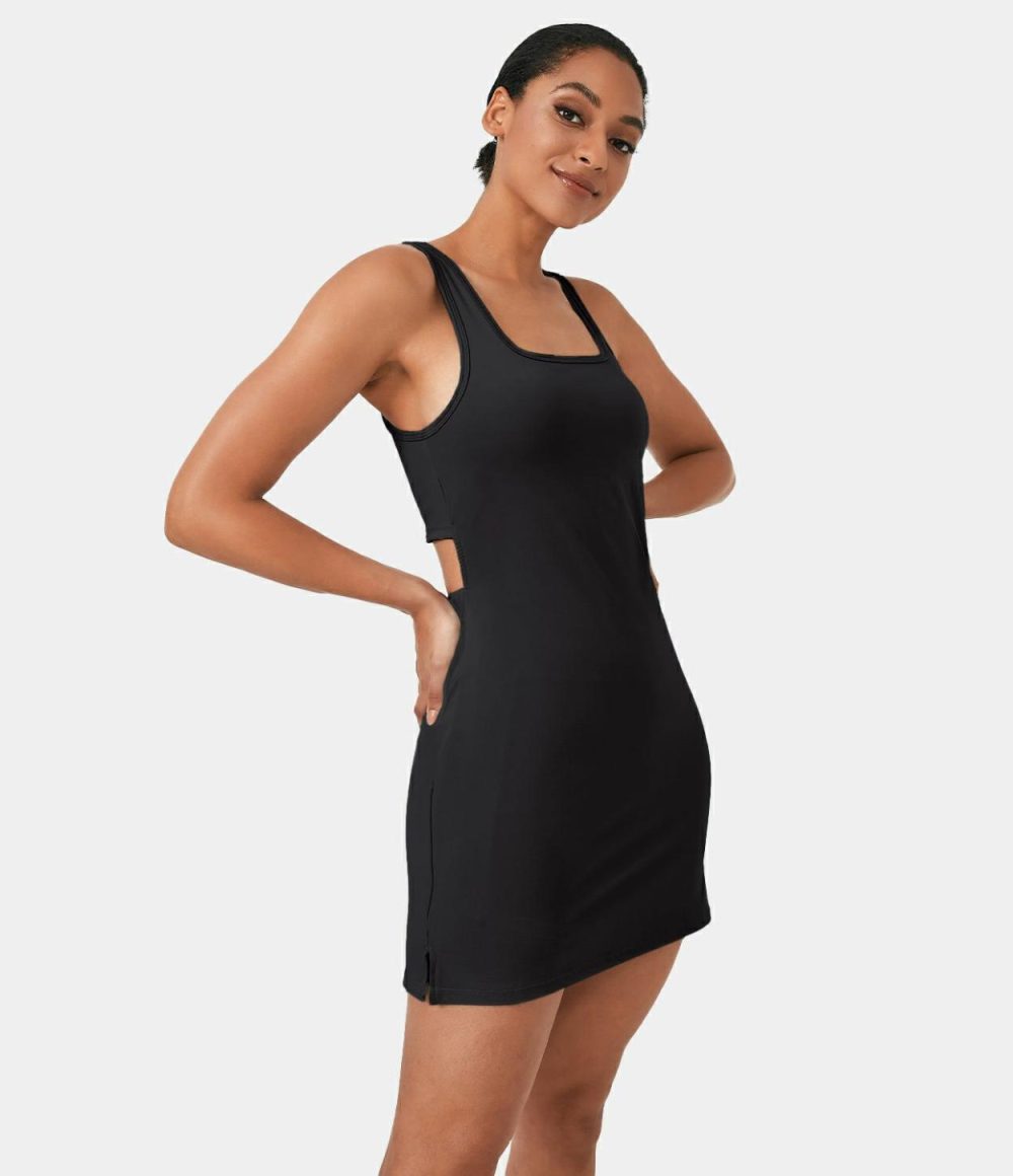 Cut Out Split 2-Piece Mini Tank Casual Dress  | Womens  Active Dresses Active Dresses Active Dresses