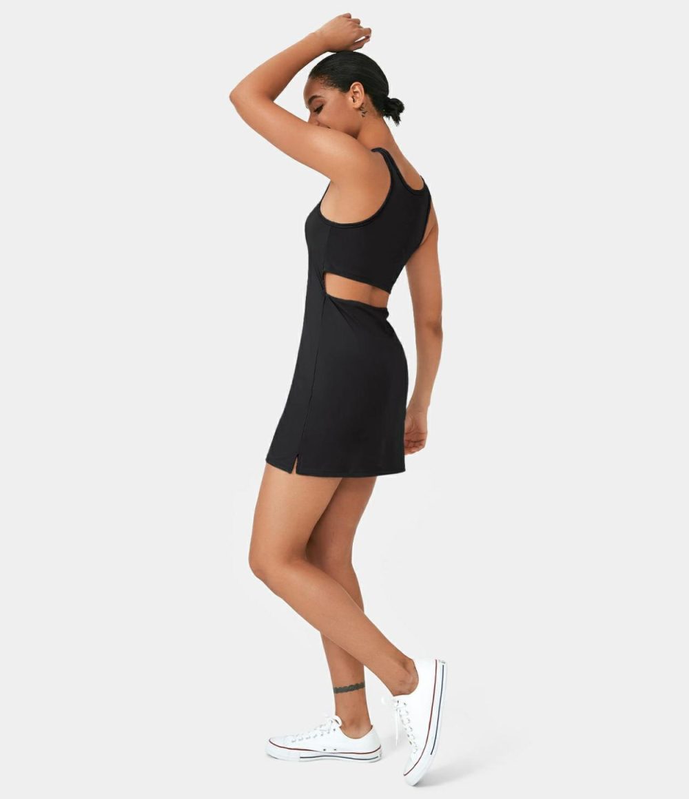 Cut Out Split 2-Piece Mini Tank Casual Dress  | Womens  Active Dresses Active Dresses Active Dresses