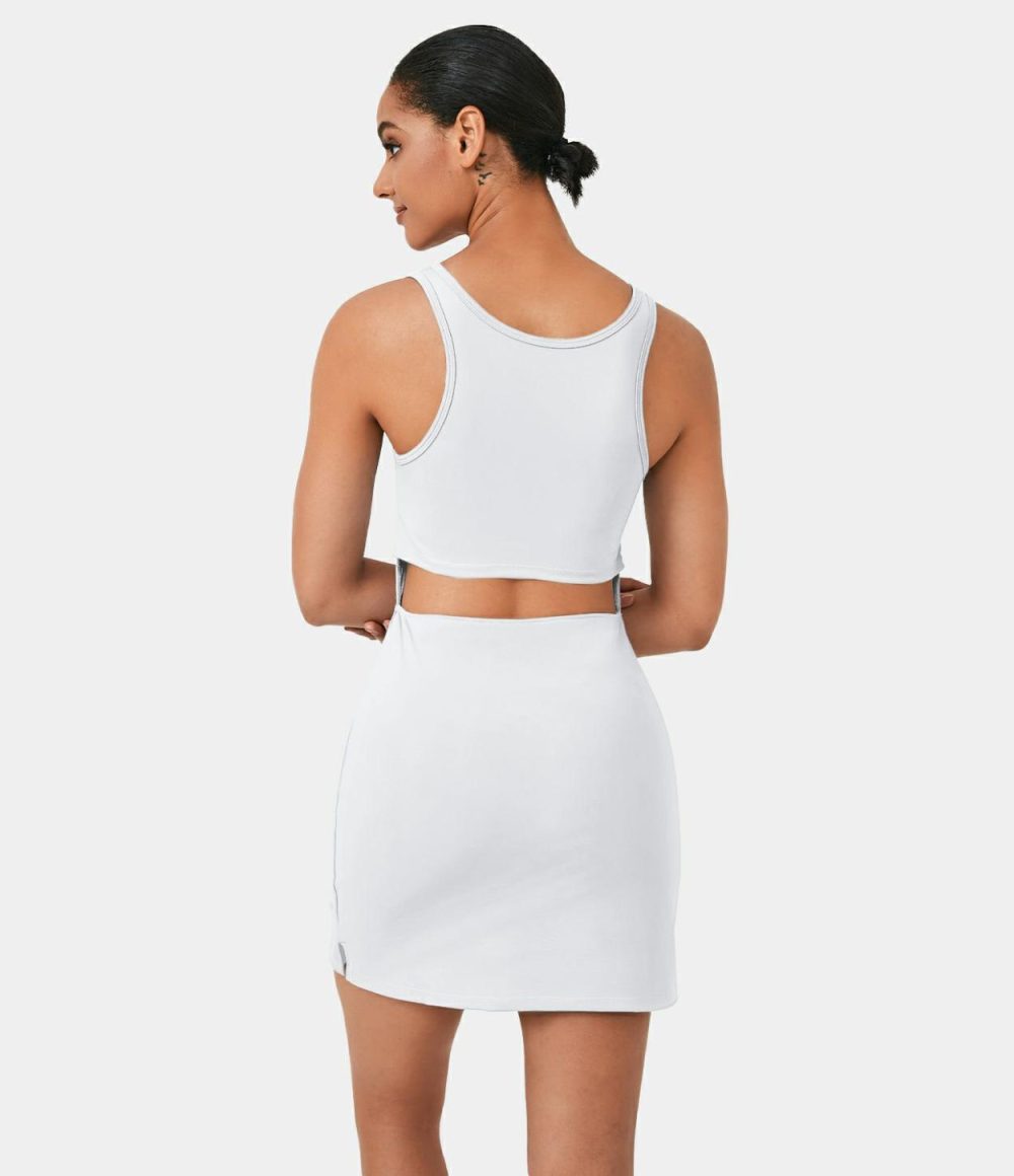 Cut Out Split 2-Piece Mini Tank Casual Dress  | Womens  Active Dresses Active Dresses Active Dresses