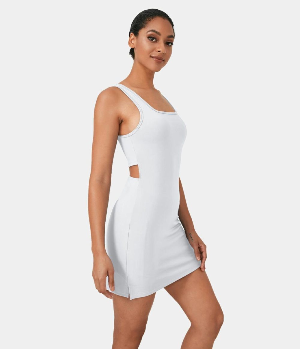 Cut Out Split 2-Piece Mini Tank Casual Dress  | Womens  Active Dresses Active Dresses Active Dresses