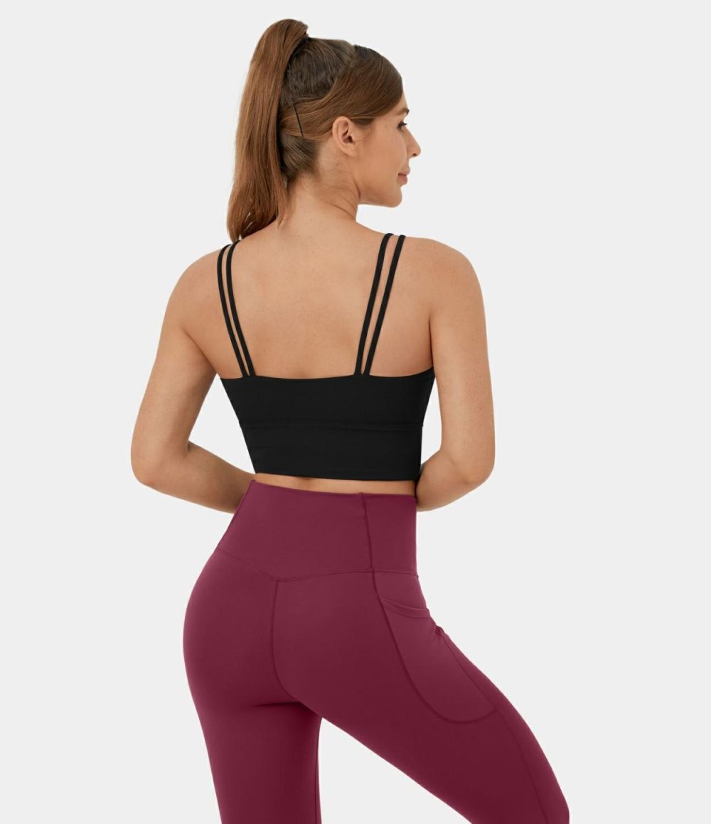 Double Straps Backless Cropped Yoga Tank Top  | Womens  Cropped Tops Clothing Cropped Tops