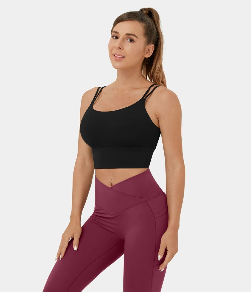 Double Straps Backless Cropped Yoga Tank Top  | Womens  Cropped Tops Clothing Cropped Tops